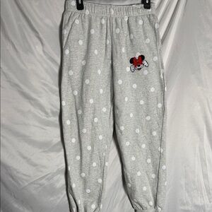 Disney Gray Polka Dot Joggers with Minnie Patch